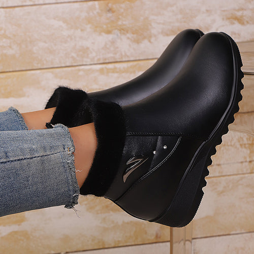 Damen Wedge-Stiefeletten mit weichem Innenfutter und modischem Reißverschluss EB