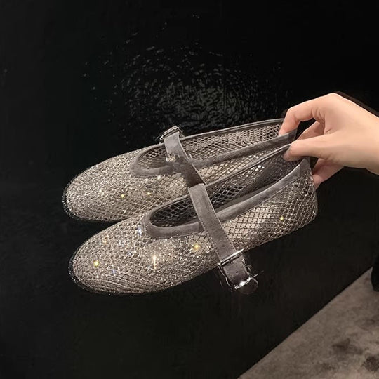 Damen elegante Ballerinas mit dekorativem Strassbesatz EB
