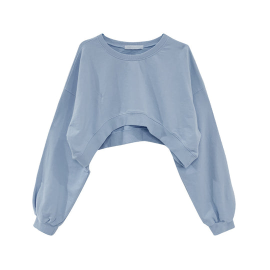 Damen lässiges Crop-Sweatshirt mit weit geschnittenen Ärmeln und modischem Schnitt