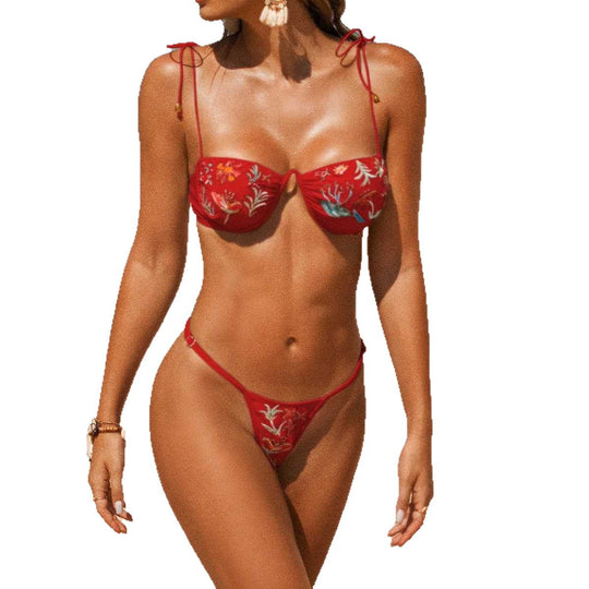 Damen Bunt bestickter Bikini EB