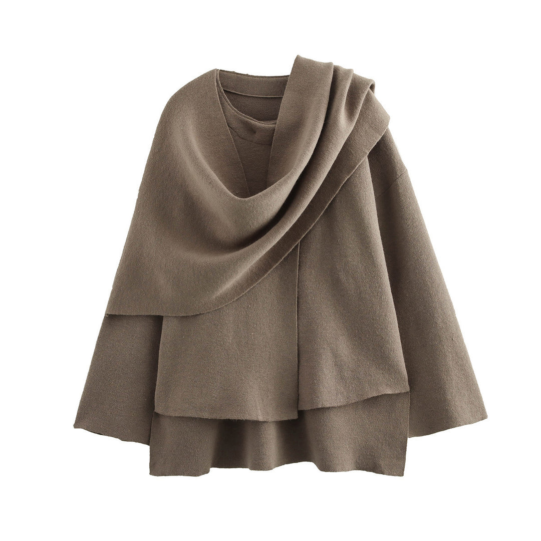 Damen asymmetrische ponchoartige Jacke aus weichem Material EB