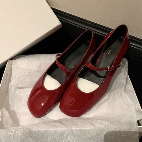 Damen Elegante Ballerinas mit verstellbarem Riemen und luxuriösem Glanz EB