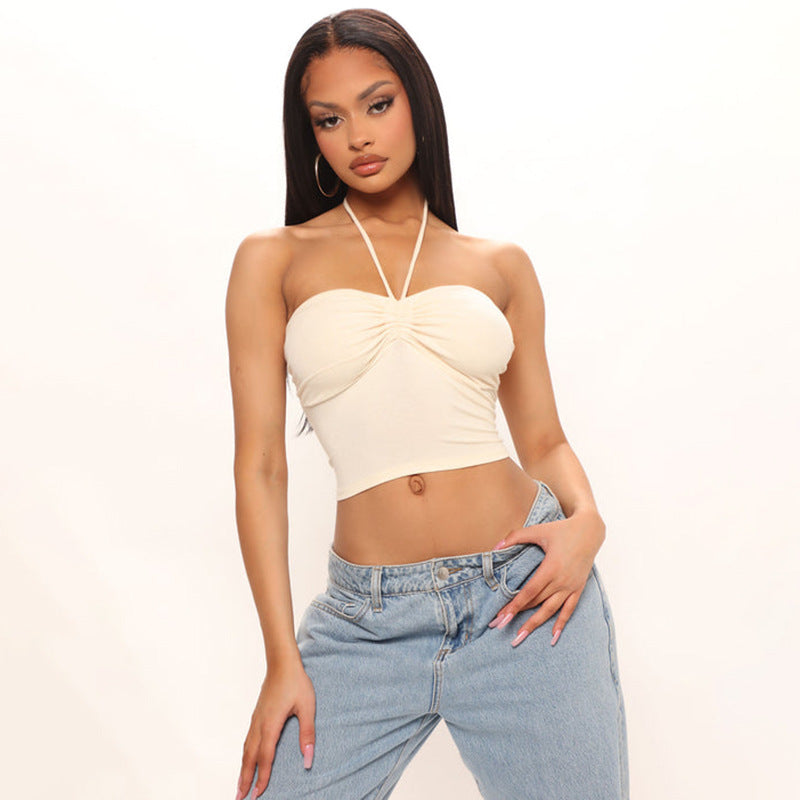 Damen trägerloser Top mit gerafftem Detail EB