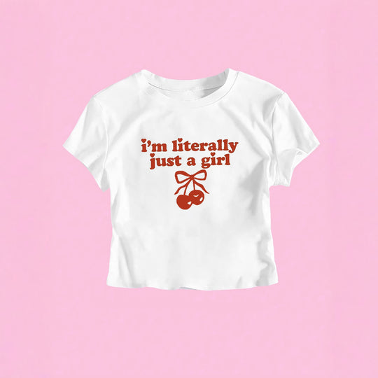 Damen Crop-T-Shirt mit frechem Kirschmotiv und verspielt künstlerischem Design EB