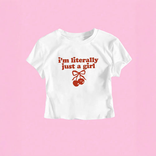 Damen Crop-T-Shirt mit frechem Kirschmotiv und verspielt künstlerischem Design EB