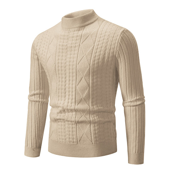 Herren Strickpullover mit strukturiertem Muster und hohem Kragen EB
