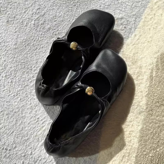 Damen Ballerinas mit dekorativem Kettenakzent und modischer Knopfdetail EB