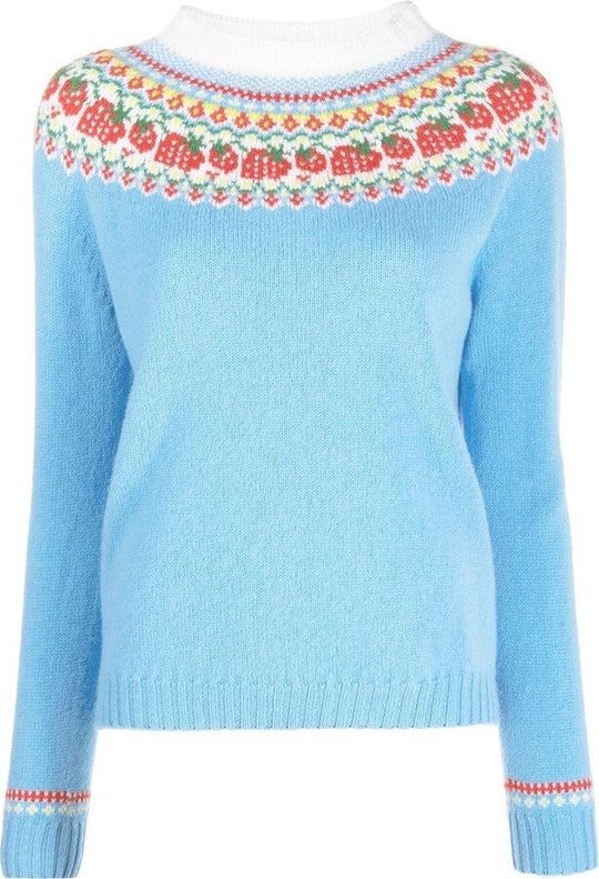 Damen nan Norwegerpullover aus Wollmix mit Rundhalsausschnitt und traditionellem Fair-Isle-Yoke EB