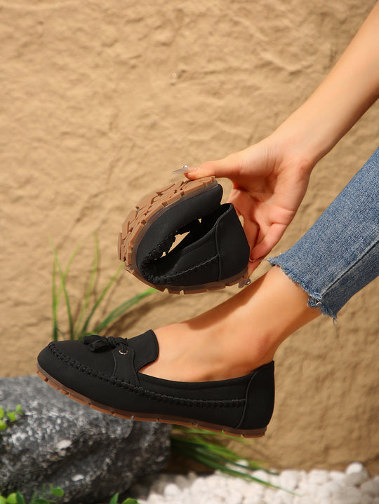 Damen bequeme Mokassins mit flexibler Sohle und eleganter Knoten-Applikation EB
