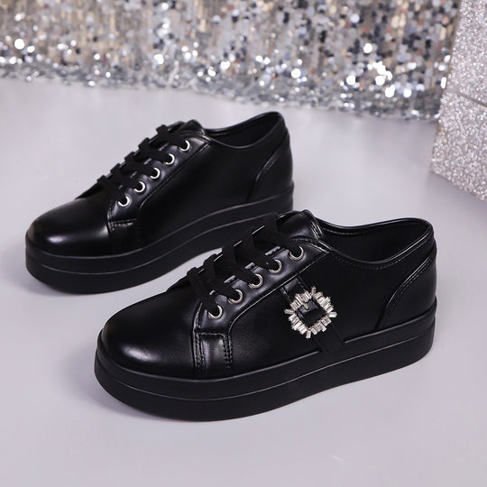 Damen  Plateau-Sneaker mit dekorativer Strass-Brosche und gepolstertem Komfortfußbett EB