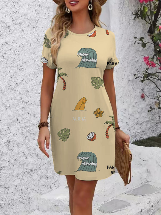 Damen Kurzarmkleid mit geometrischem Print EB