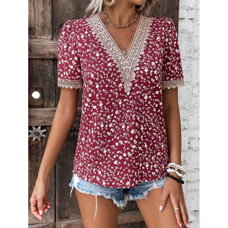 Damen Floral Bestickte Freizeitbluse EB