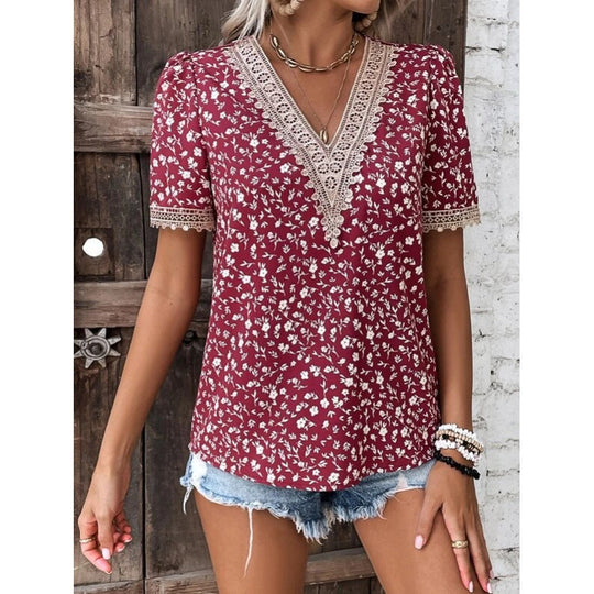 Damen Floral Bestickte Freizeitbluse EB