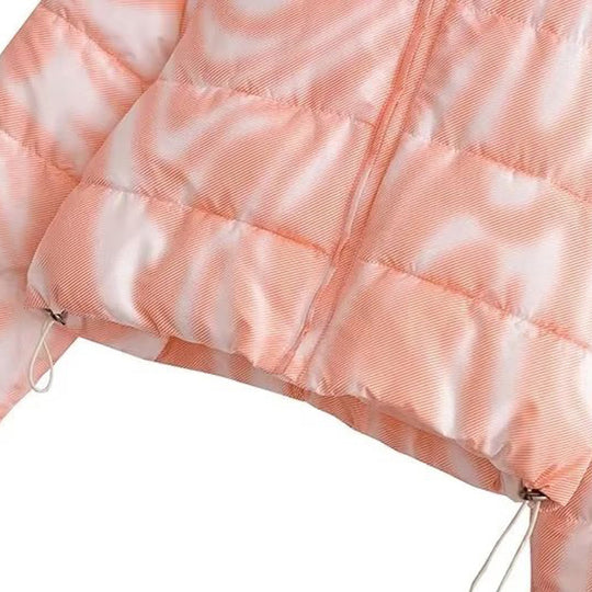 Damen cropped Übergangsjacke mit modernem geometrischen Print und praktischen Taschen EB