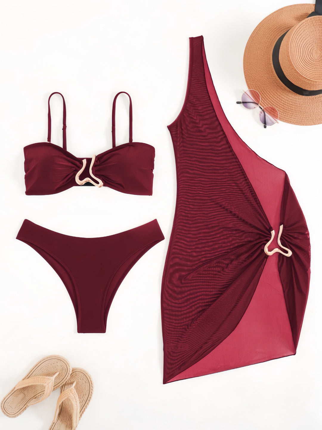 Damen Bikini-Set mit modernem Wickelrock und elastischem Oberteil EB