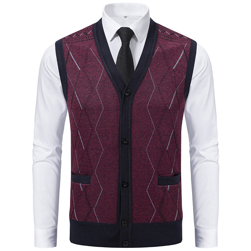Herren modische Strickweste mit raffinierten Mustern und praktischen Taschen EB