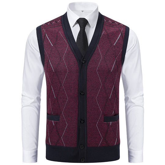Herren modische Strickweste mit raffinierten Mustern und praktischen Taschen EB