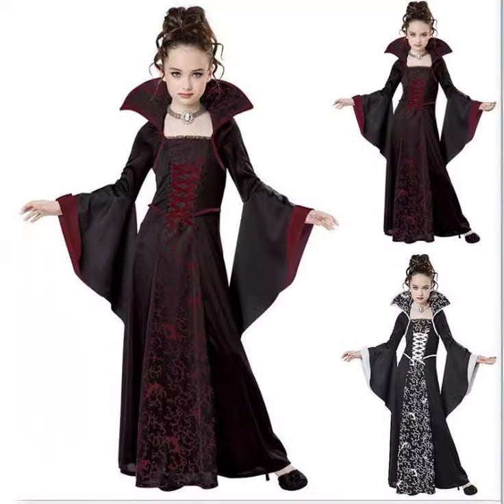 Mädchen Halloween Kostüm im Vampir-Stil mit bunten Akzenten Heidi-Mode