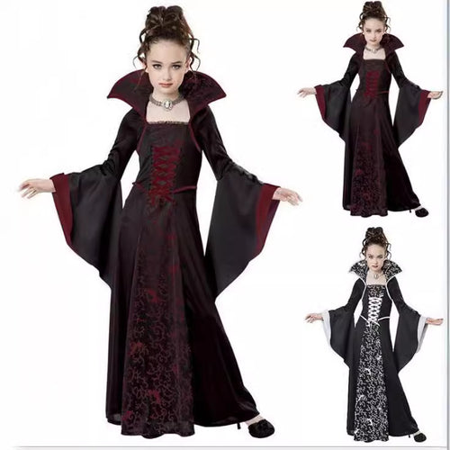 Mädchen Halloween Kostüm im Vampir-Stil mit bunten Akzenten Heidi-Mode