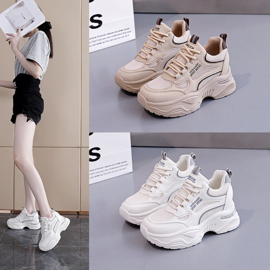Damen Modische Sneakers mit dicker Plattform und atmungsaktiver Oberseite EB