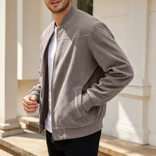 Herren Velours-Trainingsjacke mit Reißverschluss und Stehkragen EB