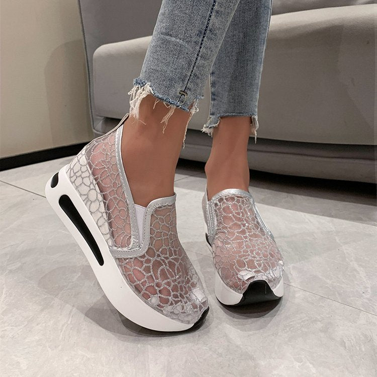 Damen Komfort-Sneaker mit funkelndem Netzdesign und anatomischem Fußbett EB