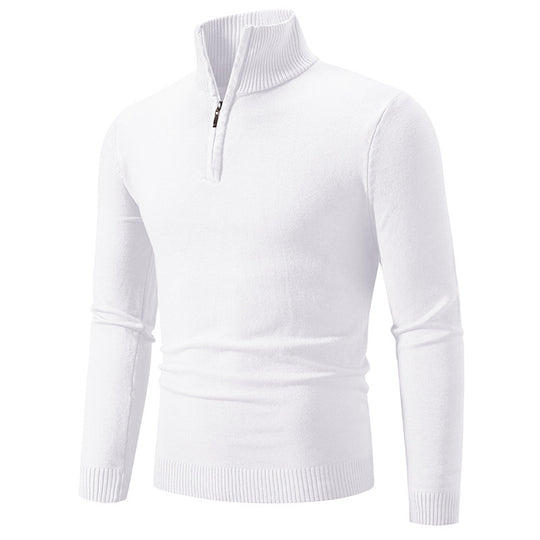 Herren eleganter Strickpullover mit Stehkragen und Reißverschluss EB