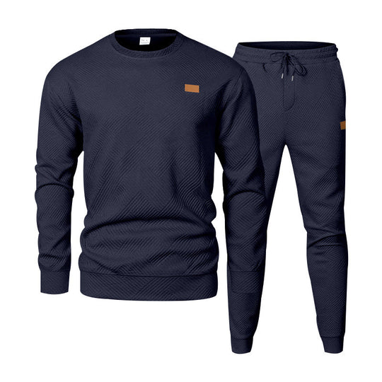 Herren Feinstrukturiertes Lounge-Set mit Rundhals-Pullover & schmaler Jogginghose EB