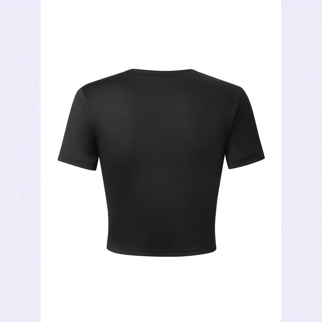 Damen Crop-T-Shirt mit auffälligem Statementdruck EB