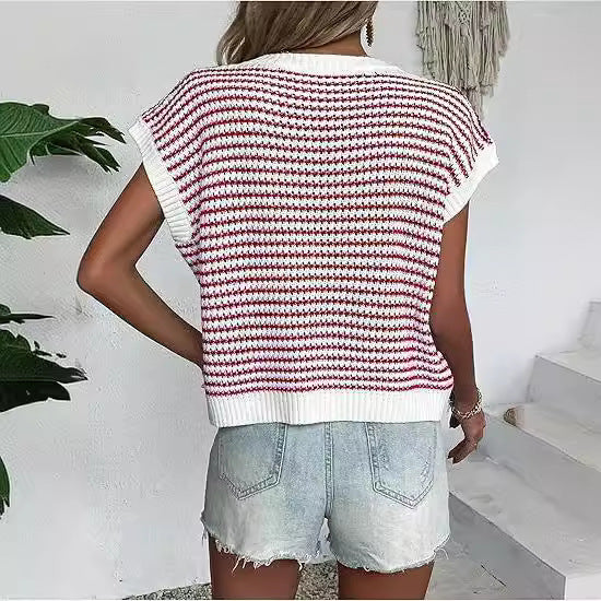Damen lässiges Strickoberteil mit modernem Muster und weitem Schnitt EB