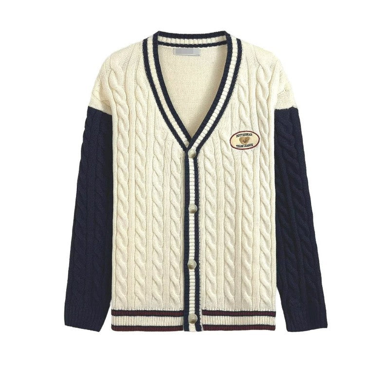 Damen Strickcardigan mit V-Ausschnitt und raffiniertem Muster EB
