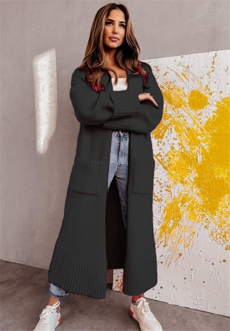 Damen Langer Strickcardigan mit praktischen Taschen und lässigem Schnitt EB