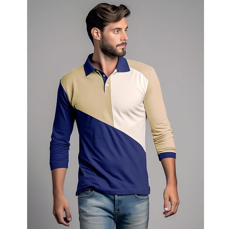 Herren Poloshirt mit modernem Farbblockdesign und komfortablem Schnitt EB