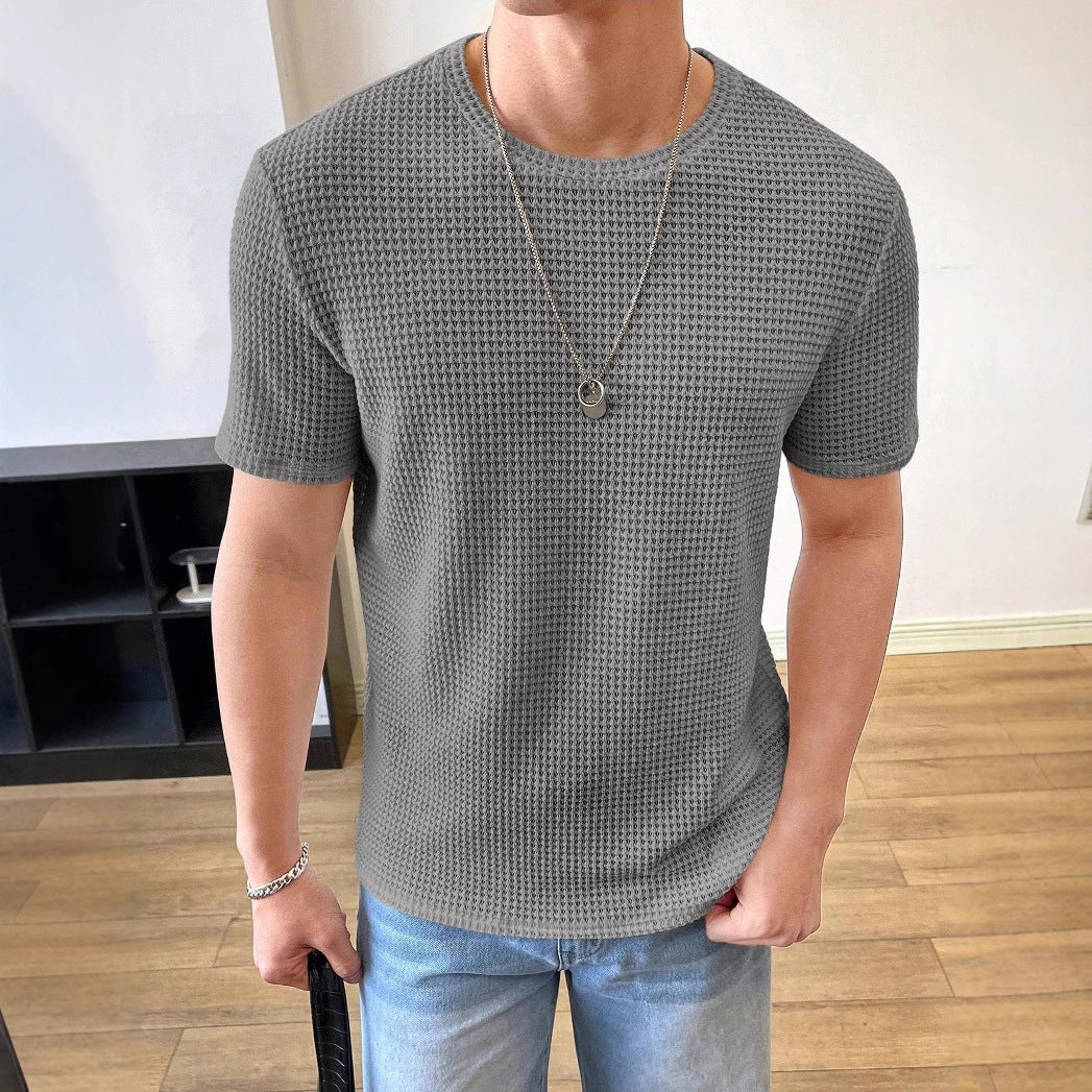 Herren lässiges Struktur-T-Shirt aus atmungsaktivem Material EB