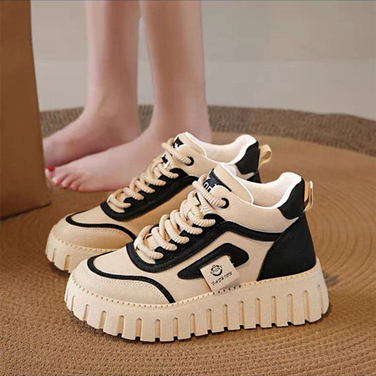 Damen Modische High-Top Sneakers mit dicker Profilsohle und eleganten Akzenten EB