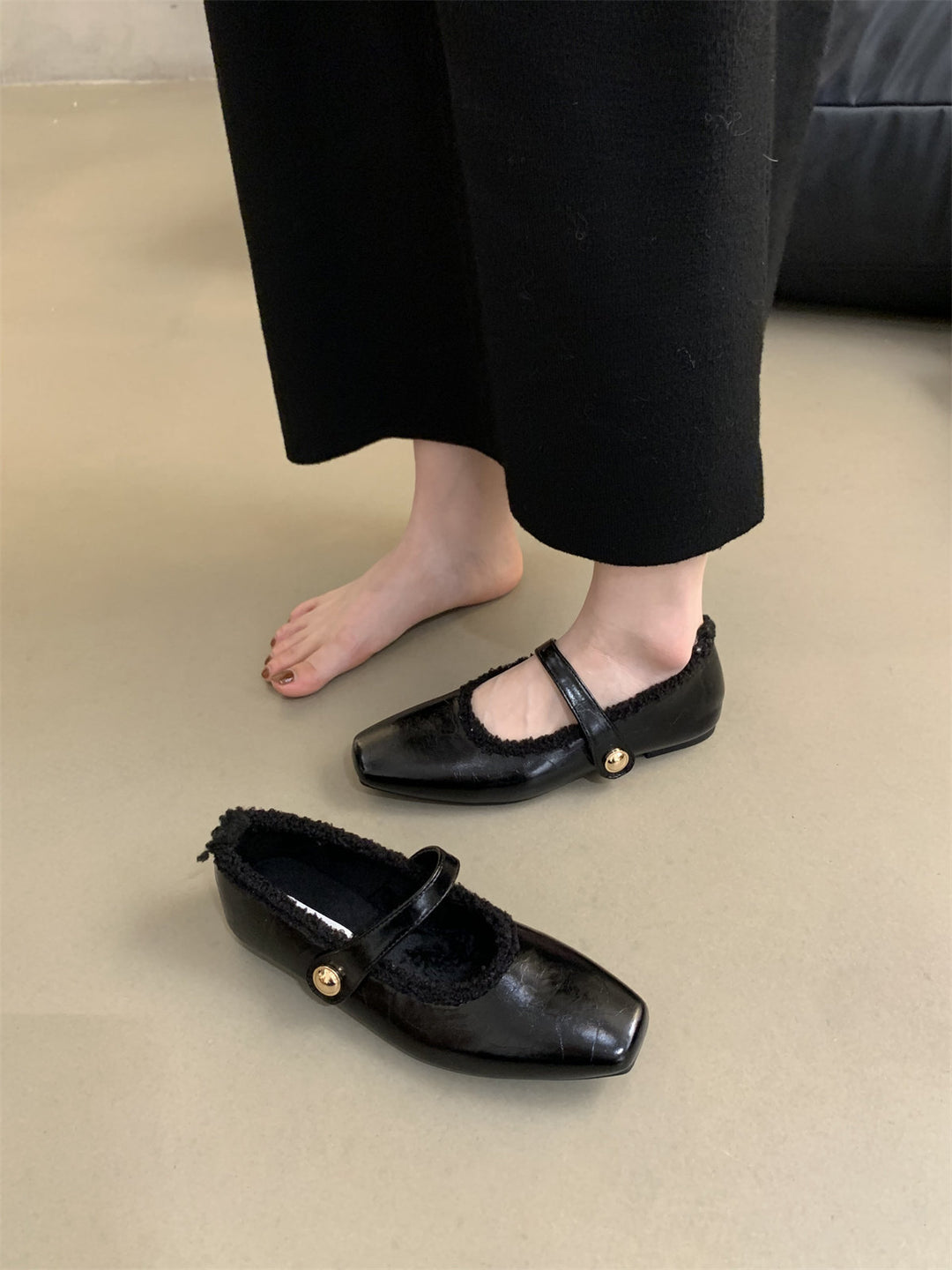 Damen Ballerinas mit modischem Riemchen und weichem Innenfutter EB