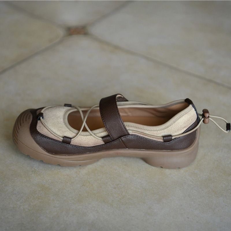 Damen Bequeme Mary-Jane-Sneaker mit Klettverschluss, elastischer Schnürung und profilierter Gummisohle EB