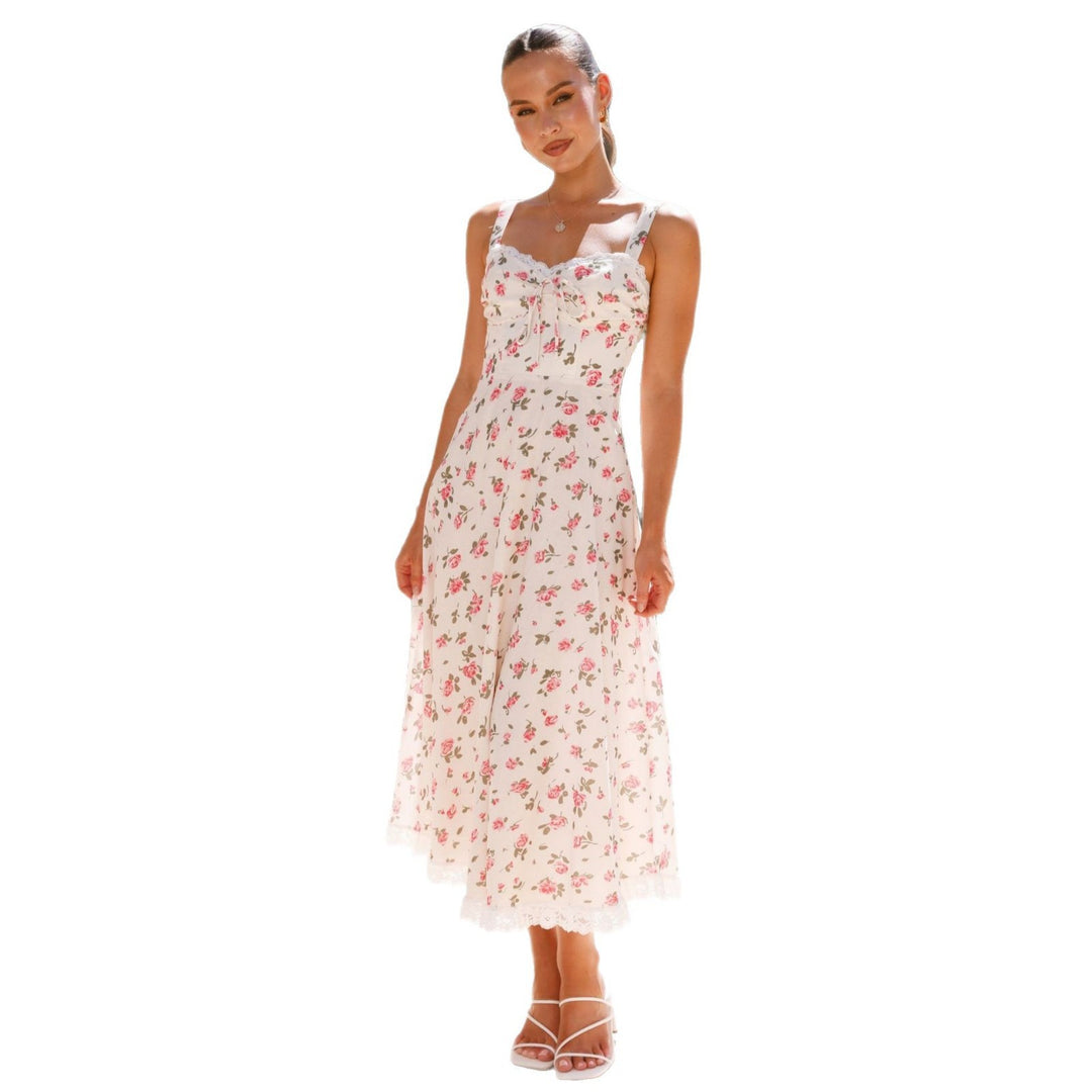 Damen Midi-Langarmkleid mit romantischem Spitzenbesatz EB