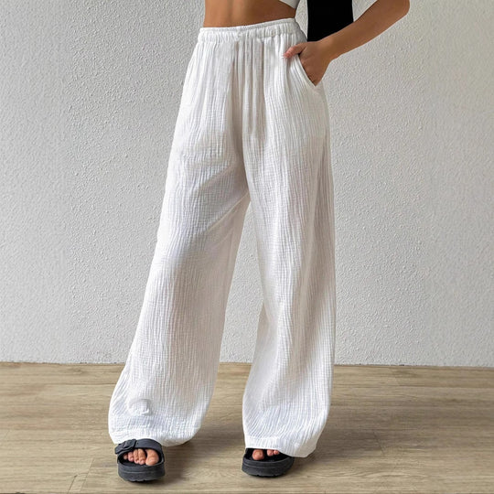 Damen Leichte und elegante weit geschnittene Hose EB