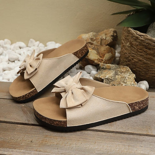 Damen Komfortable Kork-Sandalen mit dekorativem Schleifen-Design EB