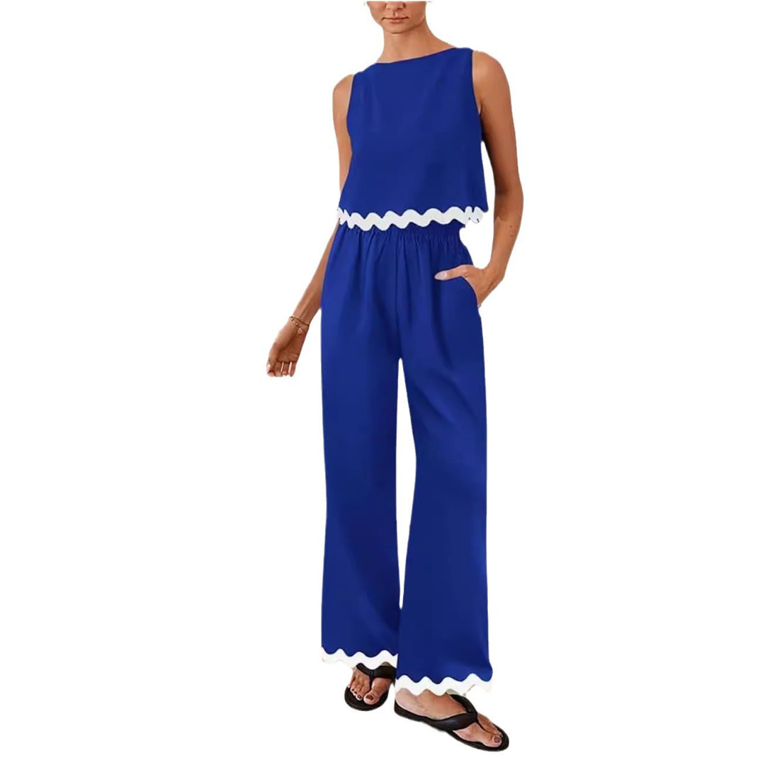 Damen elegantes Lounge-Set mit weitem Schnitt und dekorativen Wellenabschlüssen EB