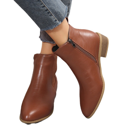 Damen modische Ankle-Boots mit elegantem Reißverschluss und stabiler Sohle EB