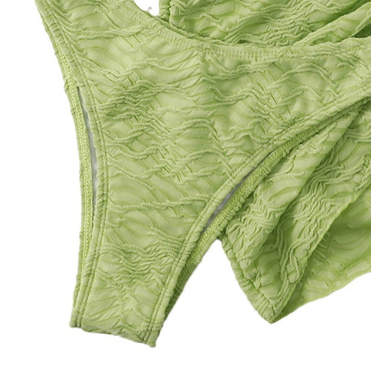 Damen Bandeau-Bikini mit dekorativem Ringdetail und Wickelrock EB