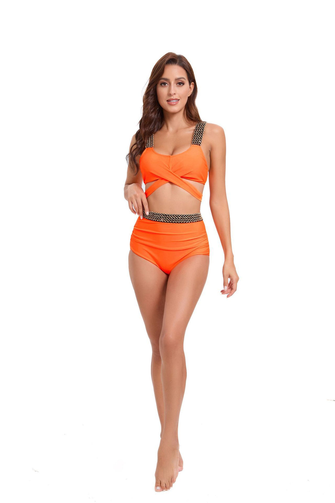 Damen Sportliches Bikini-Set mit raffiniertem Wickeldesign und verstellbaren Trägern EB