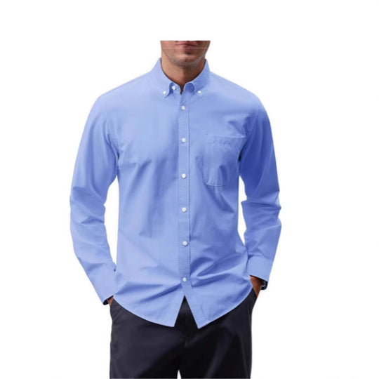 Herren nan Slim-Fit Oxford-Hemd mit Button-Down-Kragen, Brusttasche und elastischer Baumwollmischung EB