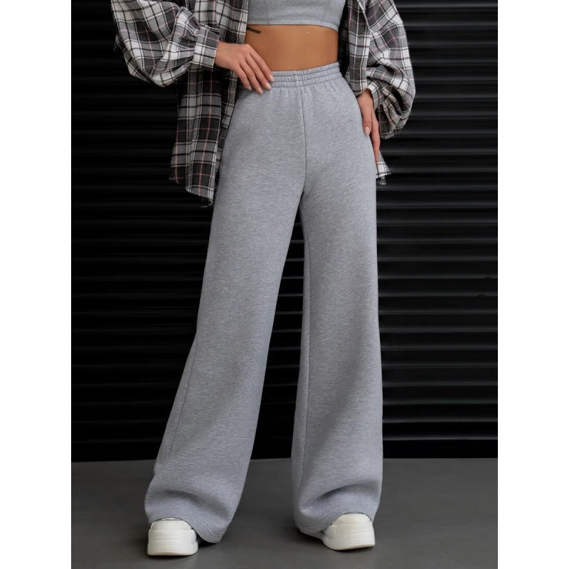 Damen nan fließende Palazzo-Loungehose mit extra weitem Bein elastischem Komfortbund und dezenten Eingrifftaschen EB