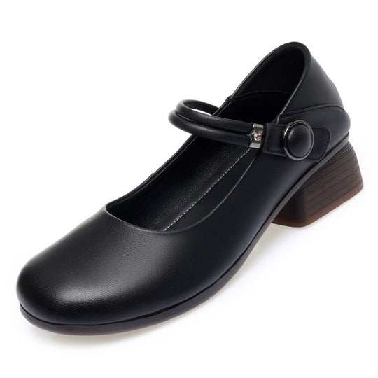 Damen Komfortable Mary Jane Ballerinas mit eleganten Details und stabilem Absatz EB