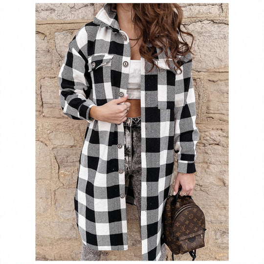 Damen Oversized Karohemdenjacke EB