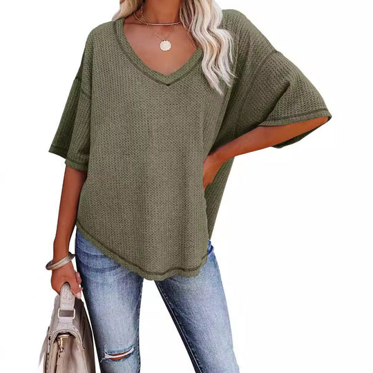 Damen lässiges Oversized-Oberteil mit strukturiertem Webmuster EB
