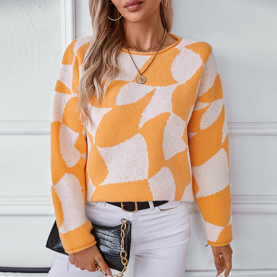 Damen Strickpullover mit modernem Muster und lässigem Schnitt EB